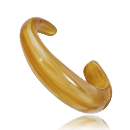 Firstmeet Chunky Bold Open Cuff Acrylic Bangle - Oversized Wrist Statement Bracelet for Edgy Style - color: Lignt Brown