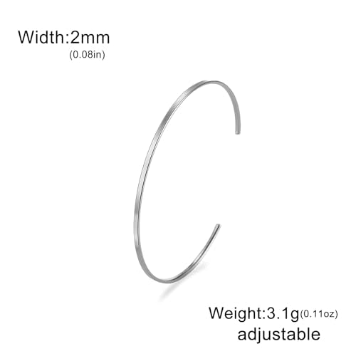 Minimalist Stainless Steel Cuff Bracelets For Adults, Simple Bangle Jewelry