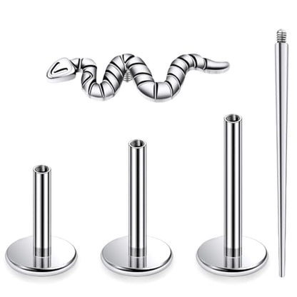 16G Astm F136 Titanium Internal Thread Flat Back Earrings Nose Studs Tragus Forward Helix Conch Cartilage Lobe Earrings Stud Medusa Labret Monroe Lip Ring Piercing Jewelry For Women Men - size: 16G--Style D