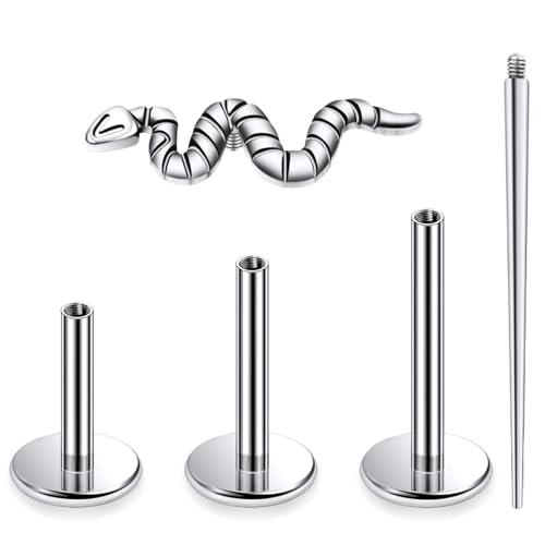 16G Astm F136 Titanium Internal Thread Flat Back Earrings Nose Studs Tragus Forward Helix Conch Cartilage Lobe Earrings Stud Medusa Labret Monroe Lip Ring Piercing Jewelry For Women Men - size: 16G--Style D