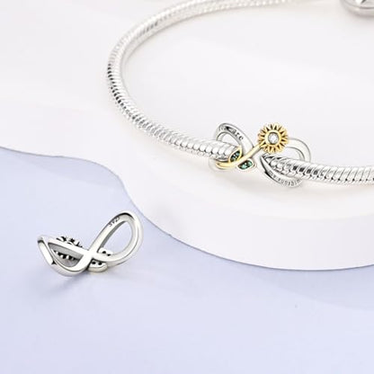 925 Silver Charm for Bracelets Animal Pet Insect Series Women Jewelry Gift - color: Gold Sunflower