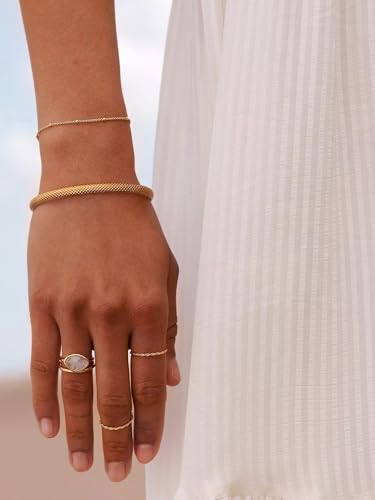 PERNNLA PEARL Dainty Gold Bar Bracelet for Women Simple Delicate Thin Cuff Bangle Hook Bracelet 18K Gold Plated Handmade Minimalist Jewelry - color: 26.Snake