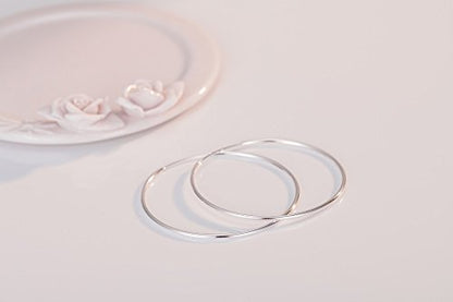 Chic 925 Sterling Silver Big Hoop Earrings Minimalist Round Circle Endless Large Huggie Hoops Statement Earrings 50/60/70/90mm Hypoallergenic Fashion Jewelry Gifts for Women Girls - style: 60mm