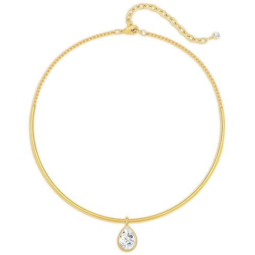 Gold Choker Necklace Dainty 14K Gold Plated Collar Necklace with Cubic Zircon Pendant Necklaces Fashion Minimalist Summer Crystal Collar Necklaces Boho Jewelry - style: CZ Drop Shape