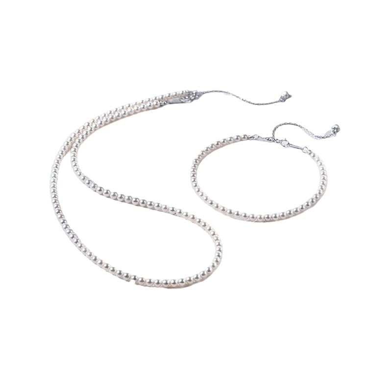 White Genuine Freshwater Cultured Pearl Necklace For Women And Men | Full Sizes from 3mm to 14mm Freshwater Pearls, AAA Grade & Above, A Love Gift Choice For Anniversaries And Birthdays - size: 4-5mm Pearl Set