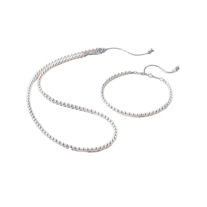 White Genuine Freshwater Cultured Pearl Necklace For Women And Men | Full Sizes from 3mm to 14mm Freshwater Pearls, AAA Grade & Above, A Love Gift Choice For Anniversaries And Birthdays - size: 4-5mm Pearl Set