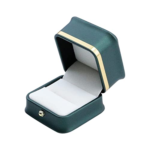 MY MIRONEY PU Leather Ring Box, Blackish Green | Jewelry Gift Case Ring Storage Case for Proposal, Engagement, Wedding (2.28" x 2.28" x 1.97") - style: Ring Box(Type A); Blackish Green