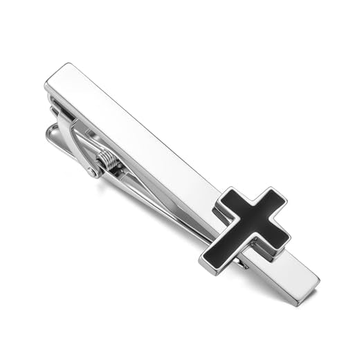 Tie Clips for Men Classic Tie Clip Set Necktie Tie Bar Clips jewelry Box Gift - color: Silver