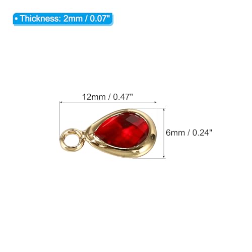 PATIKIL Birthstone Charm Beads Drop Pendant, Handmade Birthstone for Personalized Earrings Bracelet Necklace - color: Red, size: 0.47" x 0.24"