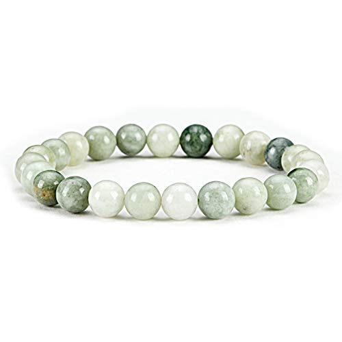 Cherry Tree Collection Tigers Eye Bracelets Plus Over 40 Other Stones – Gemstone Beads for Men & Women, Promotes Protection, Courage, Focus, Balance & Luck – Available in S, M, L with 8mm Round Beads - color: Burma Jade, size: Small