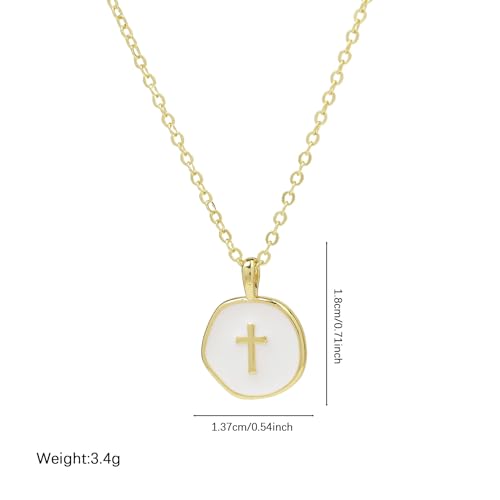 Dainty Necklace Initial Necklace For Women Round Moon star Clover Pendant Chain Coin Necklaces - color: P