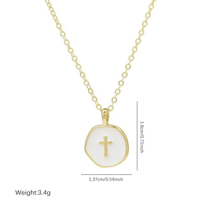 Dainty Necklace Initial Necklace For Women Round Moon star Clover Pendant Chain Coin Necklaces - color: P