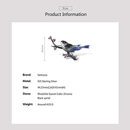 Santuzza 925 Sterling Silver Enamel Brooch Pin for Women - color: [A]Magpie