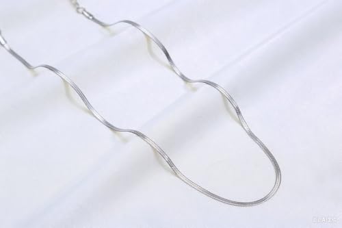 FOSIR Herringbone Necklace for Women, 14K Gold Plated/Silver/Black Choker Necklace, Dainty Surgical Stainless Steel Snake Chain for Women, 2.3mm/3mm/4mm/5mm Width - color: Silver, style: 3.0mm/14 Inch