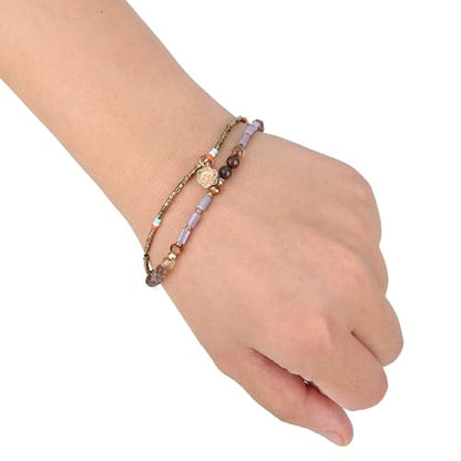 Handmade Adjustable Wrap Bracelet Bohemian String Braided Beads Anklets Gifts for Women - color: D
