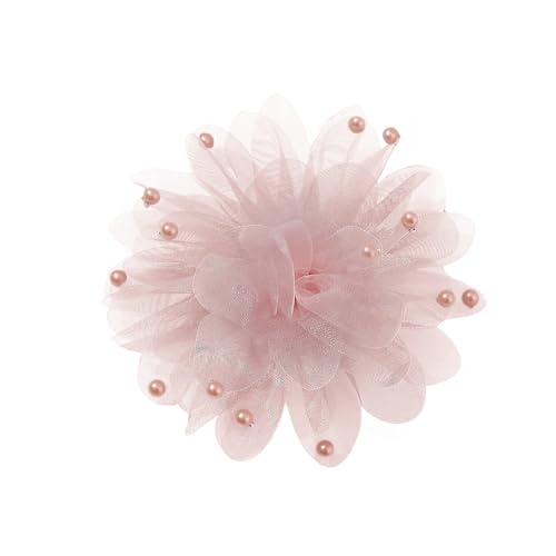 13cm/5in Beaded Mesh Flower Brooch Pin for Women Girls Dainty Round Shell Pearl Ball Beads Camellia Peony Flowers Brooches Lapel Hair Pins Elegant Wedding Anniversary Accessories Jewelry - color: Pink