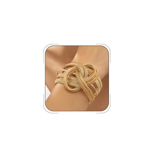 Chunky Cuff Bracelets for Women Wide Gold/Silver Cuffs Bangle Hollow Out Adjustable Bracelets Punk Vintage Jewelry - style: Gold A