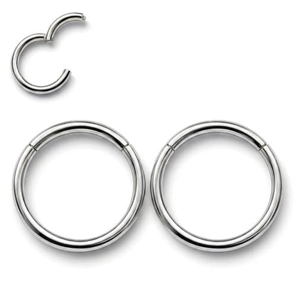 AMASIS Nose Rings and Nose Studs Set, Stainless Steel Hinged Nose Hoops and CZ Studs, Select Sizes and Styles for Nostril Septum Cartilage Piercing Jewelry - color: Silver, size: 2-Piece Hoops,18Gauge,8mm