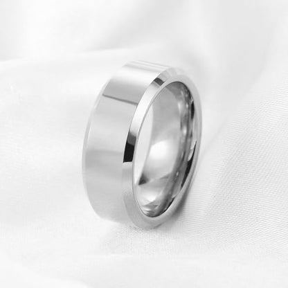 Stainless Steel Wedding Band Ring For Men Women | Sandblasted matte finish, 4mm/6mm/8mm widths, steel/black/gold-tone colors, everyday wear, wedding - color: Smooth-8mm-Silver
