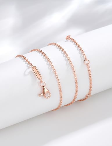 S925 Sterling Silver Chain Necklace for Women, 18 inch Adjustable, Classic, Fashionable, Versatile, Unique Safety Buckle Design, Silver Necklace Gift - color: Rose gold