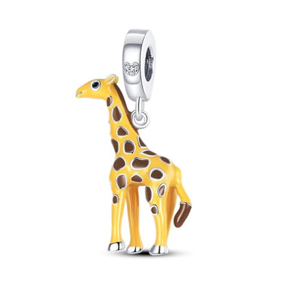 925 Silver Charm for Bracelets Animal Pet Insect Series Women Jewelry Gift - color: Yellow giraffe