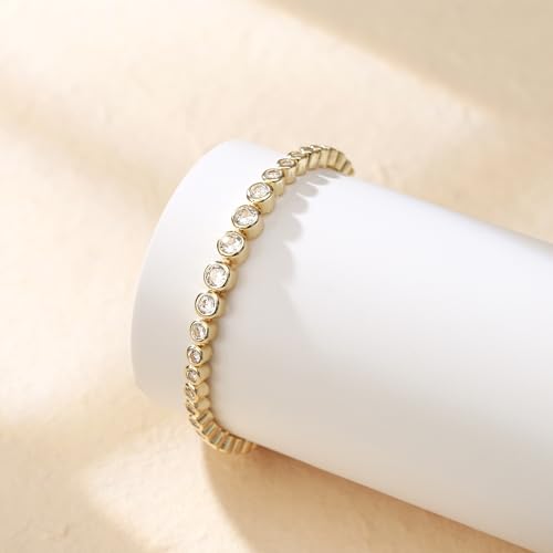Crysdue Marquise Teardrop Cubic Zirconia Wedding Bridal & Prom Tennis Bracelets for Brides Bridesmaids, Silver/Gold/Rose Gold Plated Bracelet Gifts for Women - style: E_Gold