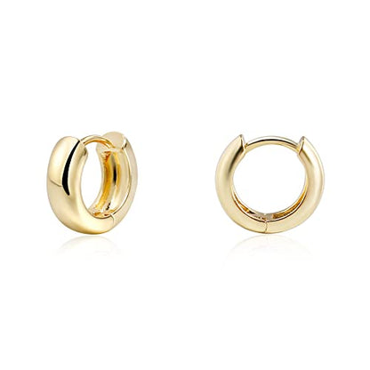 CONRAN KREMIX Small Thick Gold Chunky Hoop Earrings Lightweight Huggie Hoops For Women - color: 14.0 MM - Gold