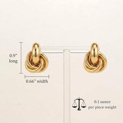 Jean Beau Chunky Gold Stud Earrings for Women Trendy Gold Plated Dangle Drop Prom Birthday Fashion Office Jewelry Gift - color: Chunky Knot