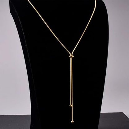 choice of all Rose Gold Necklaces Lariat Necklace for Women Slip Chain Necklace Y-Shaped Pendant Necklaces Trendy Jewelry Gifts - color: A2