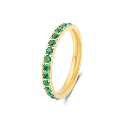 Birthstone Rings for Women 14K Gold Filled Stacking Rings for Oura Ring Gen 4/Oura Ring Gen 3, Cubic Zirconia Wedding Eternity Bands - color: 05. May