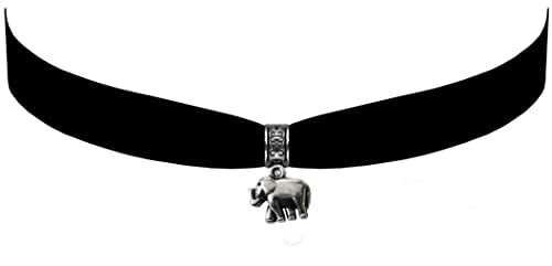 Victorian Vault Black Velvet Choker Jewelry Elephant Pendant Necklace