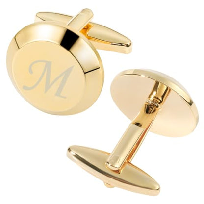 GWD Cufflinks for Men Stainless Steel Initial Cuff Links Alphabet Letter A-Z Groom Father Gift - style: M