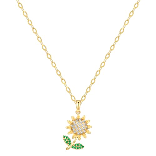Starain Sunflower Necklaces for Women 14K Gold Plated Rotate Sunflower Pendant Necklace Cute Fun Necklaces 18 inch - color: A-Gold-Sunflower