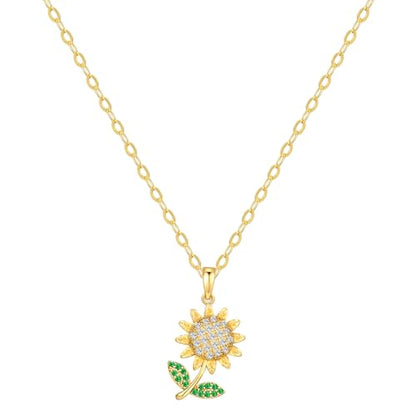 Starain Sunflower Necklaces for Women 14K Gold Plated Rotate Sunflower Pendant Necklace Cute Fun Necklaces 18 inch - color: A-Gold-Sunflower