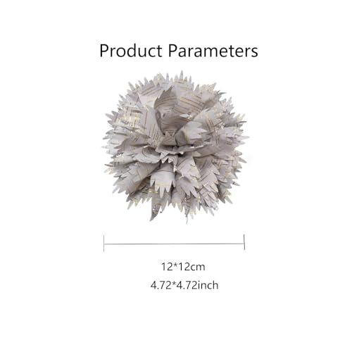 12cm Holiday Handmade Fabric Flower Brooch Pin for Women Girls Fashion Gold Thread Stripes Peony Brooches Lapel Hair Pins Dainty Anniversary Wedding Festival Dress Accessories Gift - color: Beige