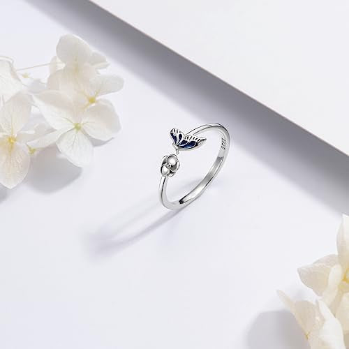 Dragonfly Toe Ring for Women 925 Sterling Silver Dragonfly/Butterfly/Cat/Paw Toe Rings Adjustable Open Ring for Women Christmas Jewelry Gift - color: Butterfly