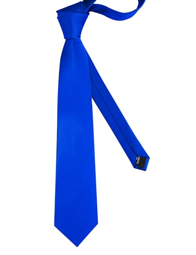 GUSLESON Classic New 3.15"（8cm） Men's Solid Color Necktie Wedding Business Tie + Gift Box - color: Blue