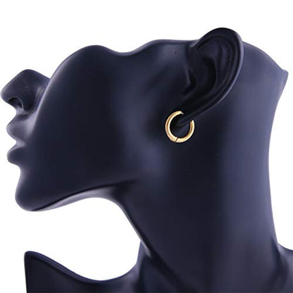 Stainless Steel Hoop Earrings for Men - Hinged Hoop Huggie Piercing Earrings Set For Men Women, Hypoallergenic Lobes Small Round Earrings - color: 3 Color Inner Diameter 0.39" (10MM)