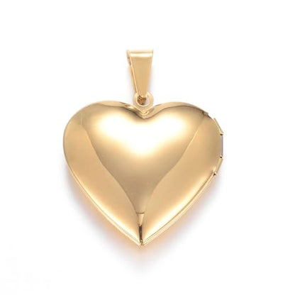 KitBeads 10Pcs Heart Photo Locket Charms 316 Stainless Steel Love Memorial Photo Frame Real 18K Gold Plated Pendants for Jewelry Making Bracelets Earrings Necklace Bulk