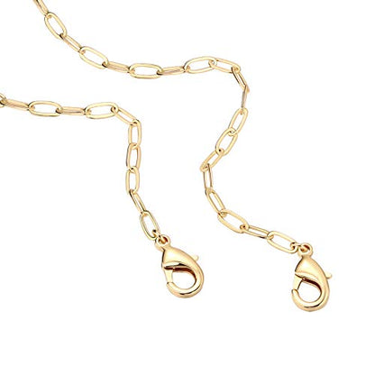 PAVOI Chain Necklace for Women, 14K Gold Plated Adjustable Layering Chain - style: Paperclip-S