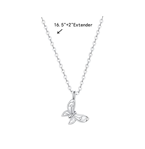 Silver Necklaces for Women Teens, Best Friend Necklace Sister Daughter Gift | Horseshoe Butterfly Swan Wave Evil Eye Necklace Graduation Chritmas Birthday Gifts for Women, Stainless Steel - style: Butterfly