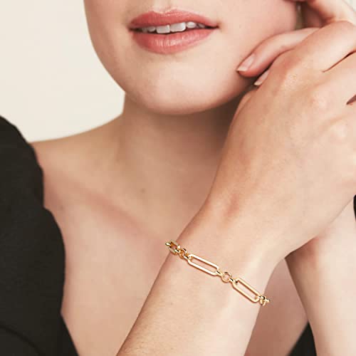 LOYATA Chain Bracelet Gold Link 14K Gold Plated Dainty Pearl Bracelet Simple Jewelry Gift for Women - style: Coin 3