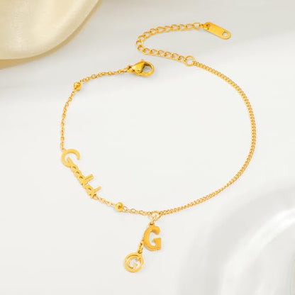 Dainty Gold Anklets for Women Stainless Steel Simple Ankle Bracelets Summer Beach Foot Chain Jewelry Gift - color: Good Luck