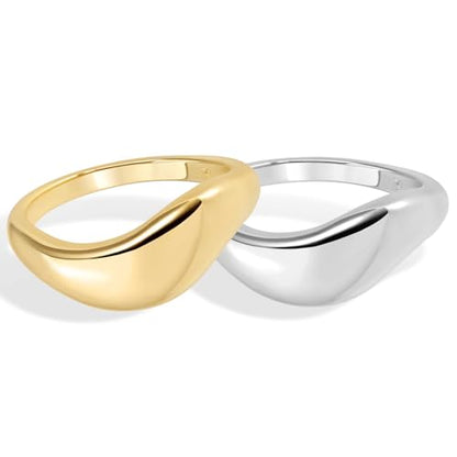 Stacking Rings for Women Gold Plated Wavy Pinky Thumb Ring Stack Size 4-9 - color: Gold2