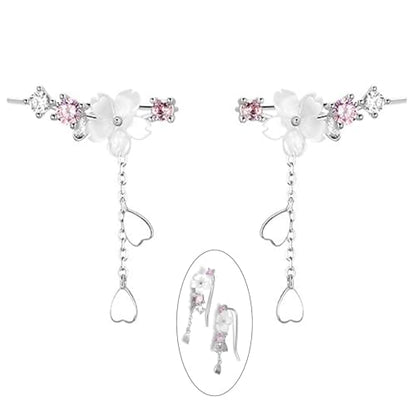 Dangle Earrings for Women Cute Flower Earrings Unique 18K Gold & Silver Statement Sparkly Ear Climbers Earrings for Women Jewelry Trendy
