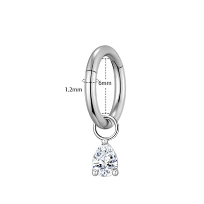 Ourania 16G Gold Stainless Steel Zircon Dangle Huggie Hoop Rook Piercing Helix Hoop Earring Tragus Hoop Cartilage Piercing for Women - color: Triangle Silver 2PCS, size: 1.2*6mm 2pcs