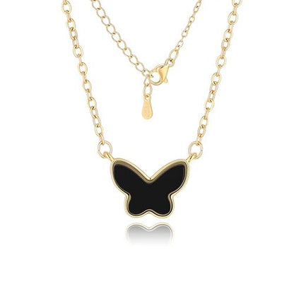 18K Gold Plated, Pt Plated Chain Necklace with Knot, Butterfly, Heart Pendant for Women, Delicate Minimalist Jewelry, 18-20 Inches - color: Black Butterfly