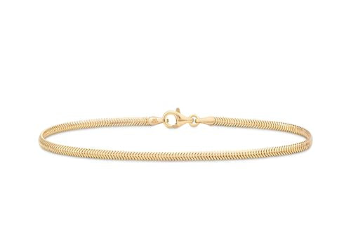 Miabella Italian Solid 925 Sterling Silver, 18K Yellow Gold Plated 2mm Domed Herringbone Snake Chain Link Bracelet for Women Men, Made in Italy - color: 18K gold plated 925 sterling silver, size: Length 7.5 inches