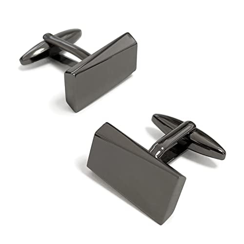 Cufflinks for Men, Stainless Steel Cuff Links Mens for Wedding Business Gifts, Silver, Black, Gold - color: Black