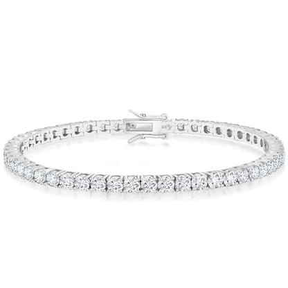 KRKC Tennis Bracelet for Women 14K White Gold Plated, AAAAA+ Classic Cubic Zirconia Bracelet with 2mm-5mm Width, Durable Gold Bracelets Jewelry Christmas Gift, Size 6.5-8 Inches Hypoallergenic - color: 3mm, Sliver, size: 6.5 inches